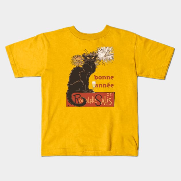 Bonne Annee Happy New Year Le Chat Noir Kids T-Shirt by taiche